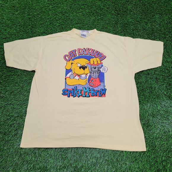 Vintage 1989 Funny Cat Daiguiri Dog Shirt 2XL 25x29 STS-Graphics - Picture 1 of 13